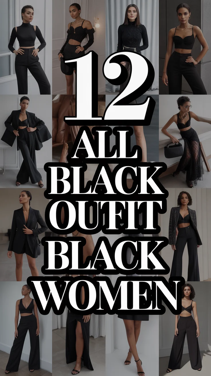 🖤 12 All Black Outfit Black Women