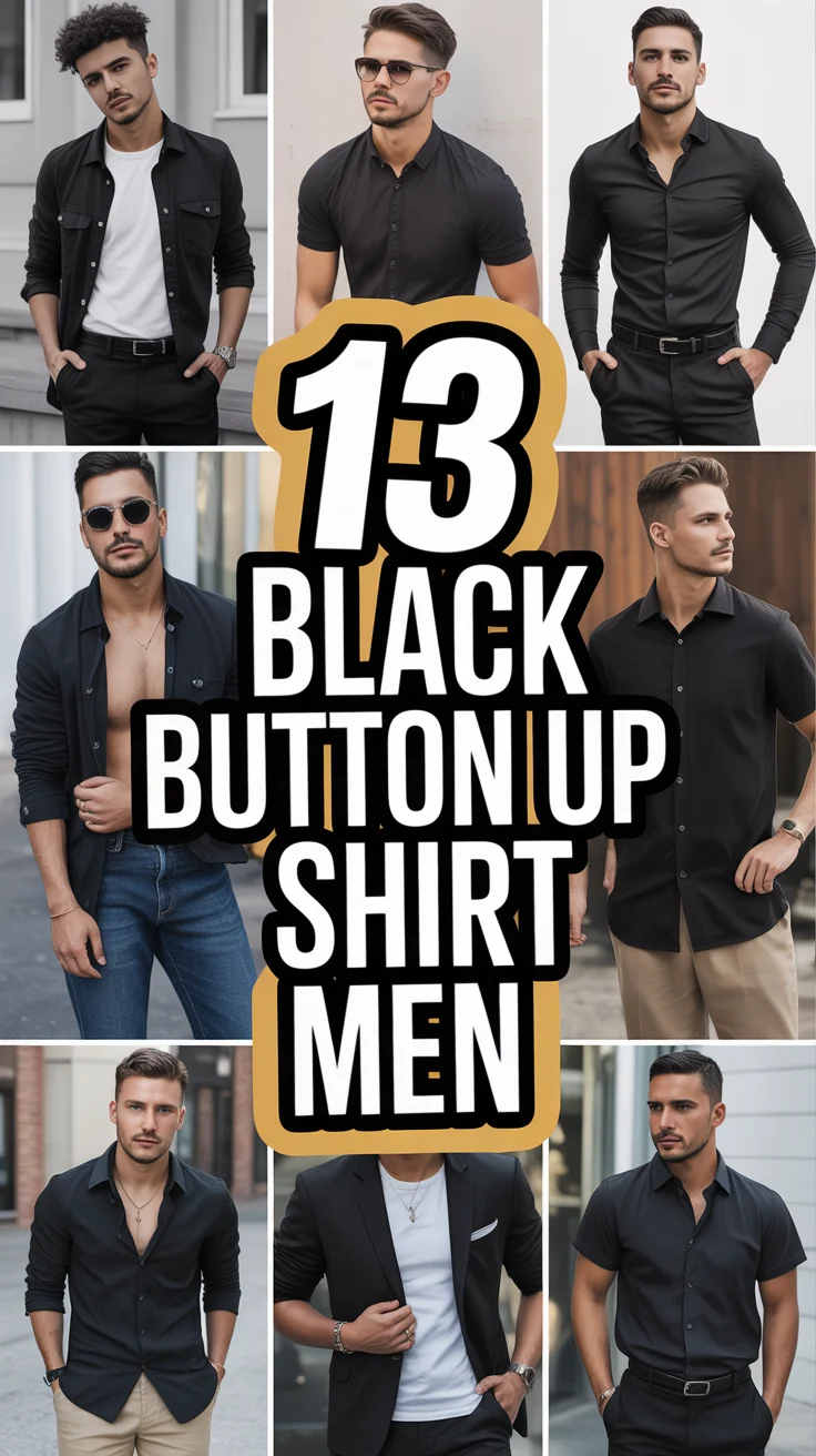 🖤 13 Black Button Up Shirt Outfit Men
