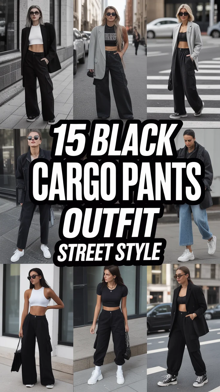 🖤 15 Black Cargo Pants Outfit Street Style
