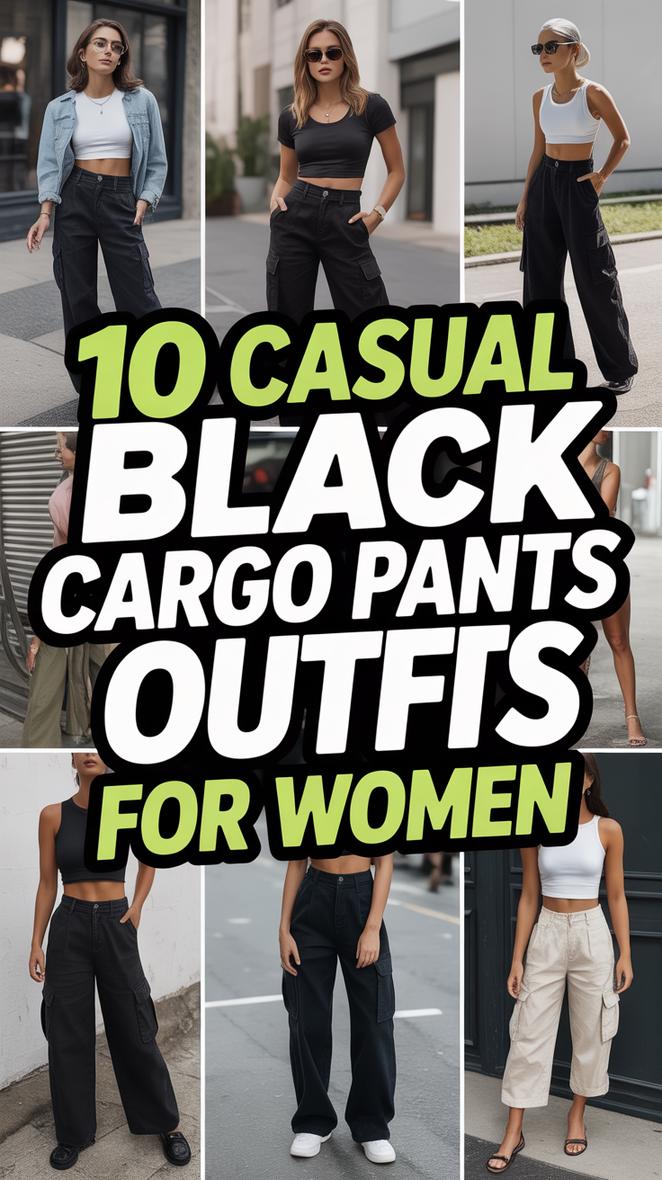✨ 10 Casual Black Cargo Pants Outfit for Women