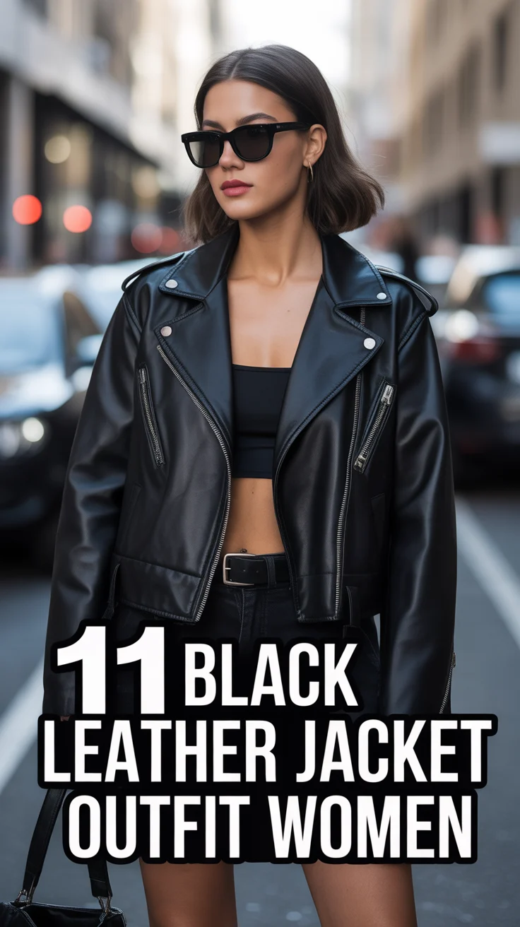 🖤 11 Black Leather Jacket Outfit Women