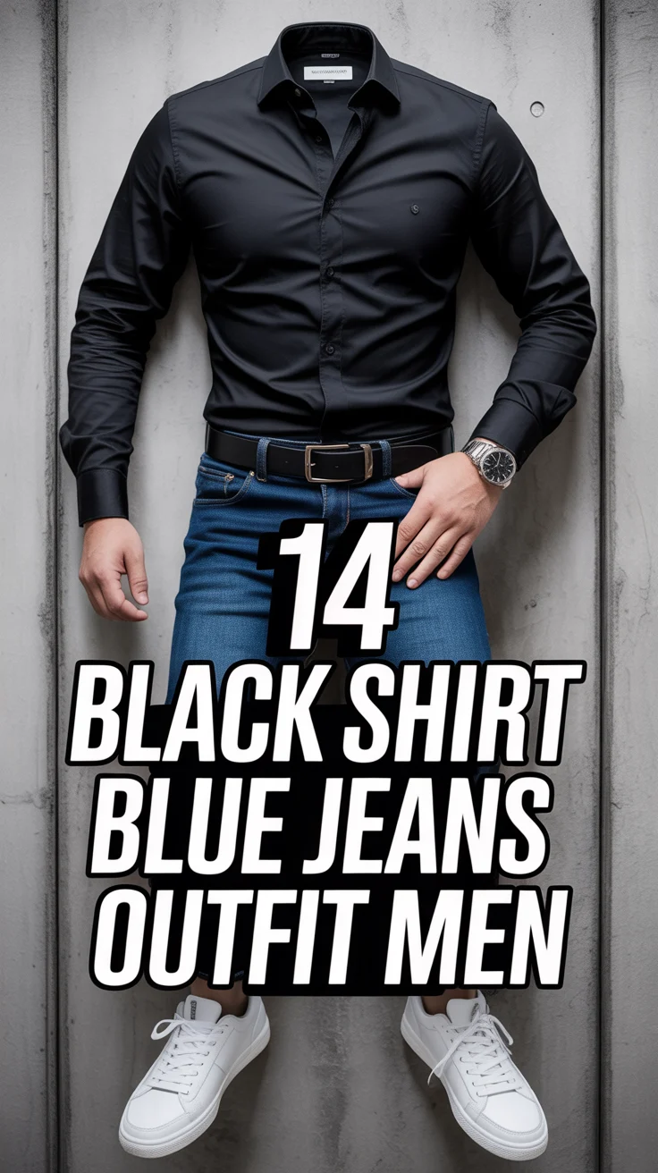 🖤 14 Black Shirt Blue Jeans Outfit Men