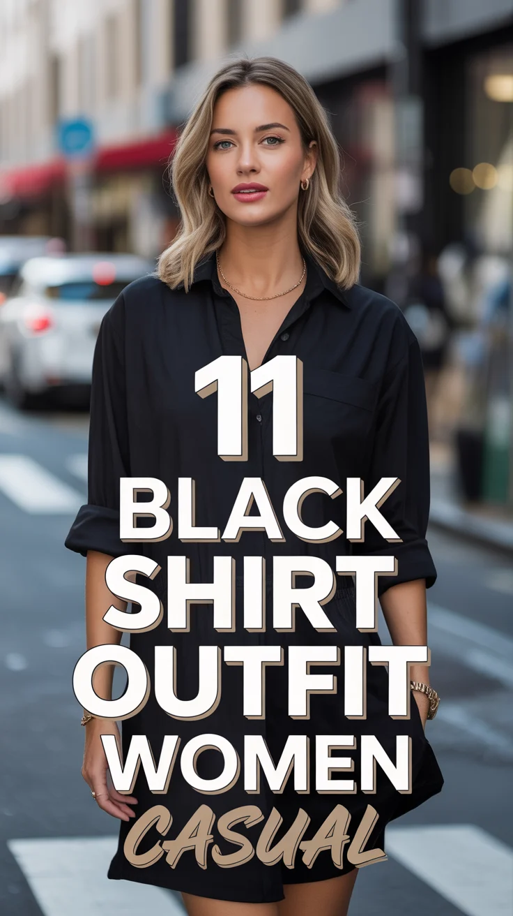 🖤 11 Black Shirt Outfit Women Casual