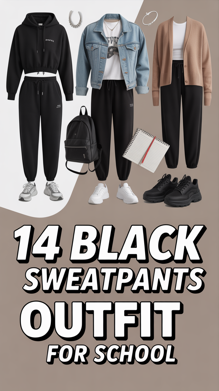 🖤 14 Black Sweatpants Outfit For School