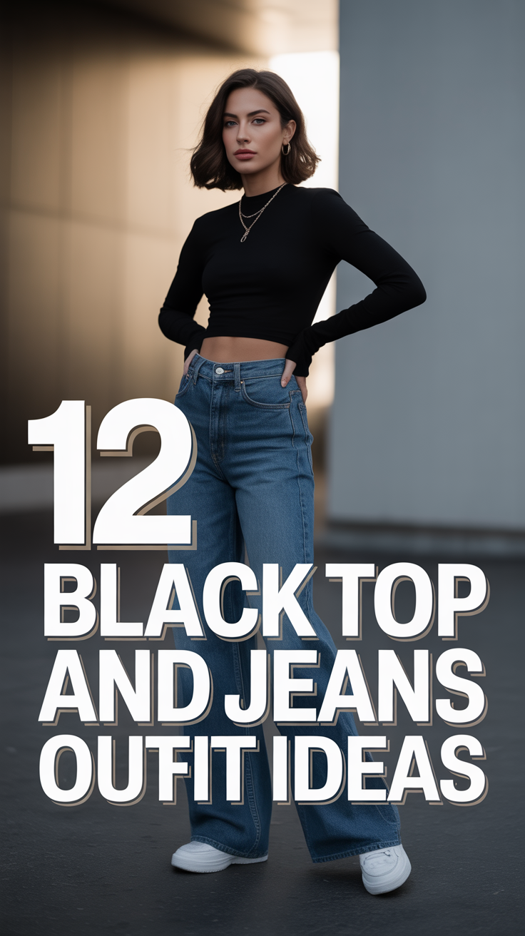 🖤 12 Black Top And Jeans Outfit Ideas