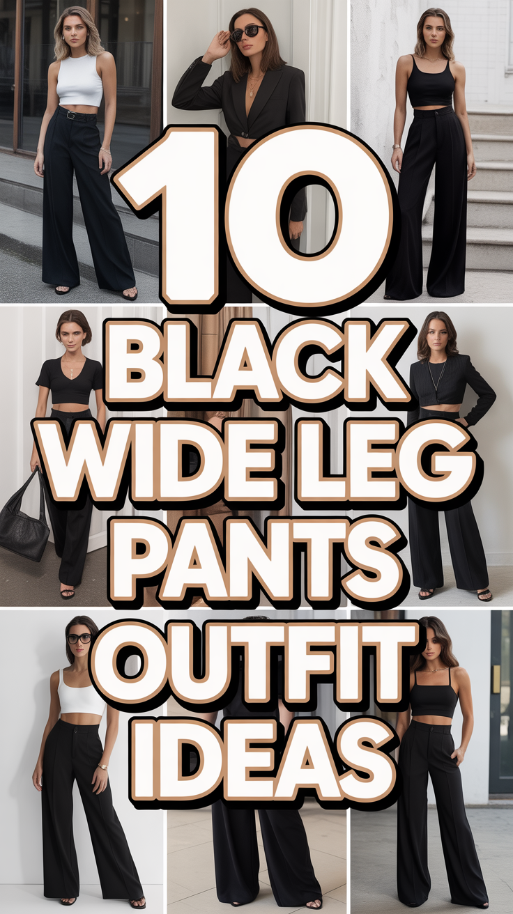 ✨ 10 Black Wide Leg Pants Outfit Ideas