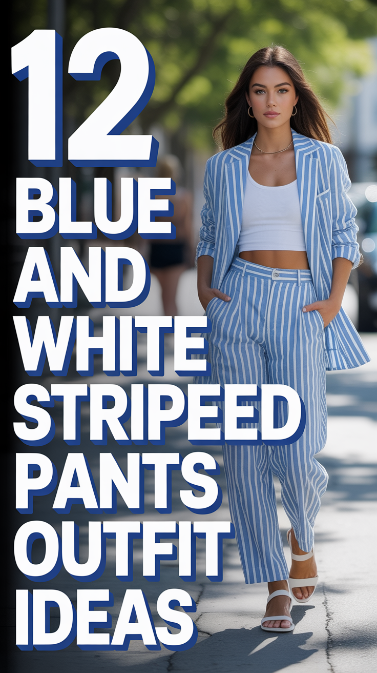 👖 12 Blue And White Striped Pants Outfit Ideas