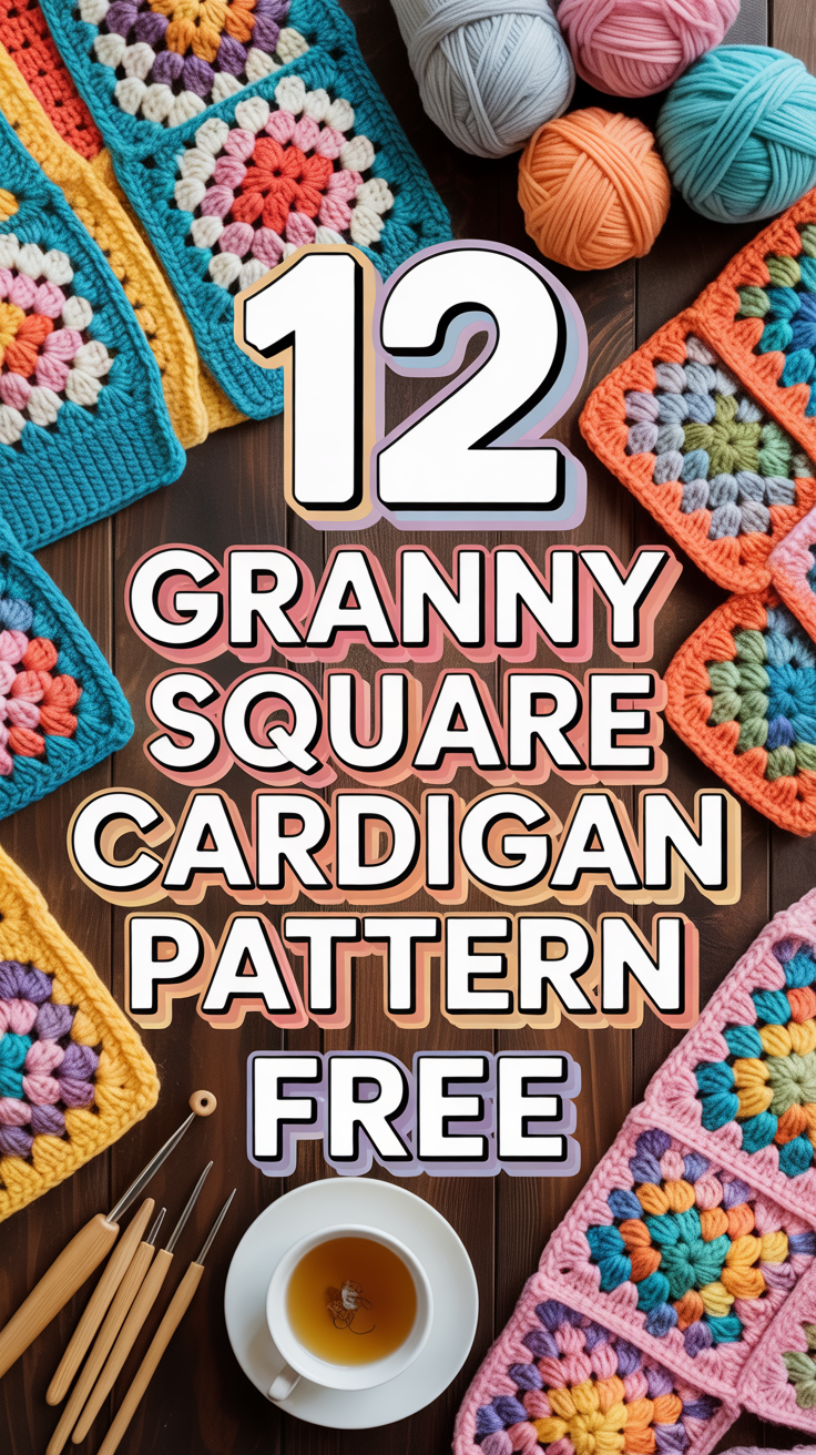 🧶 12 Granny Square Cardigan Pattern Free