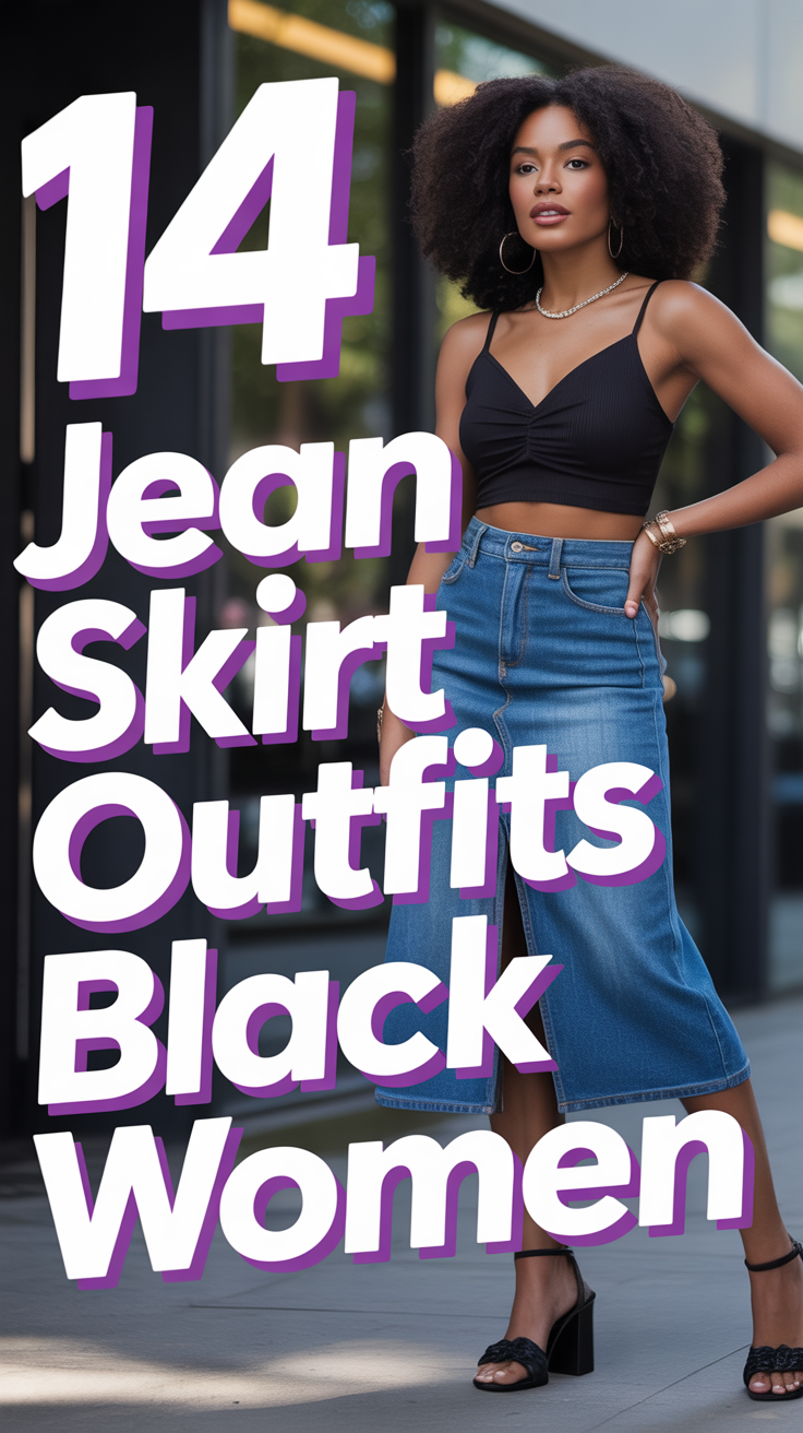 🛍️ 14 Jean Skirt Outfits Black Women