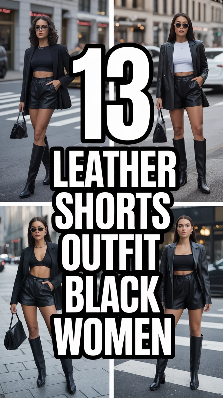 🖤 13 Leather Shorts Outfit Black Women