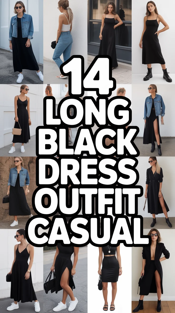 🖤 14 Long Black Dress Outfit Casual