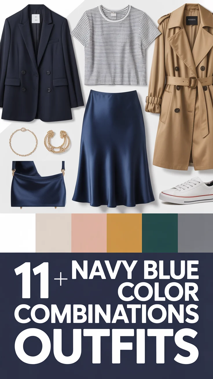💙 11 Navy Blue Color Combinations Outfits
