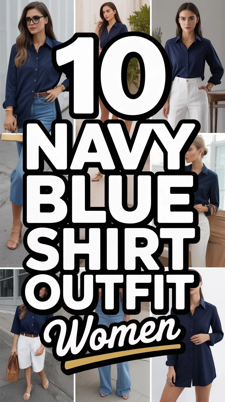 👗 10 Navy Blue Shirt Outfit Women
