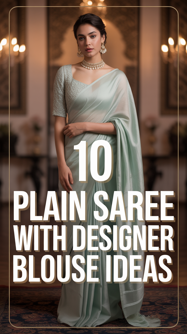 🥻 10 Plain Saree With Designer Blouse Ideas
