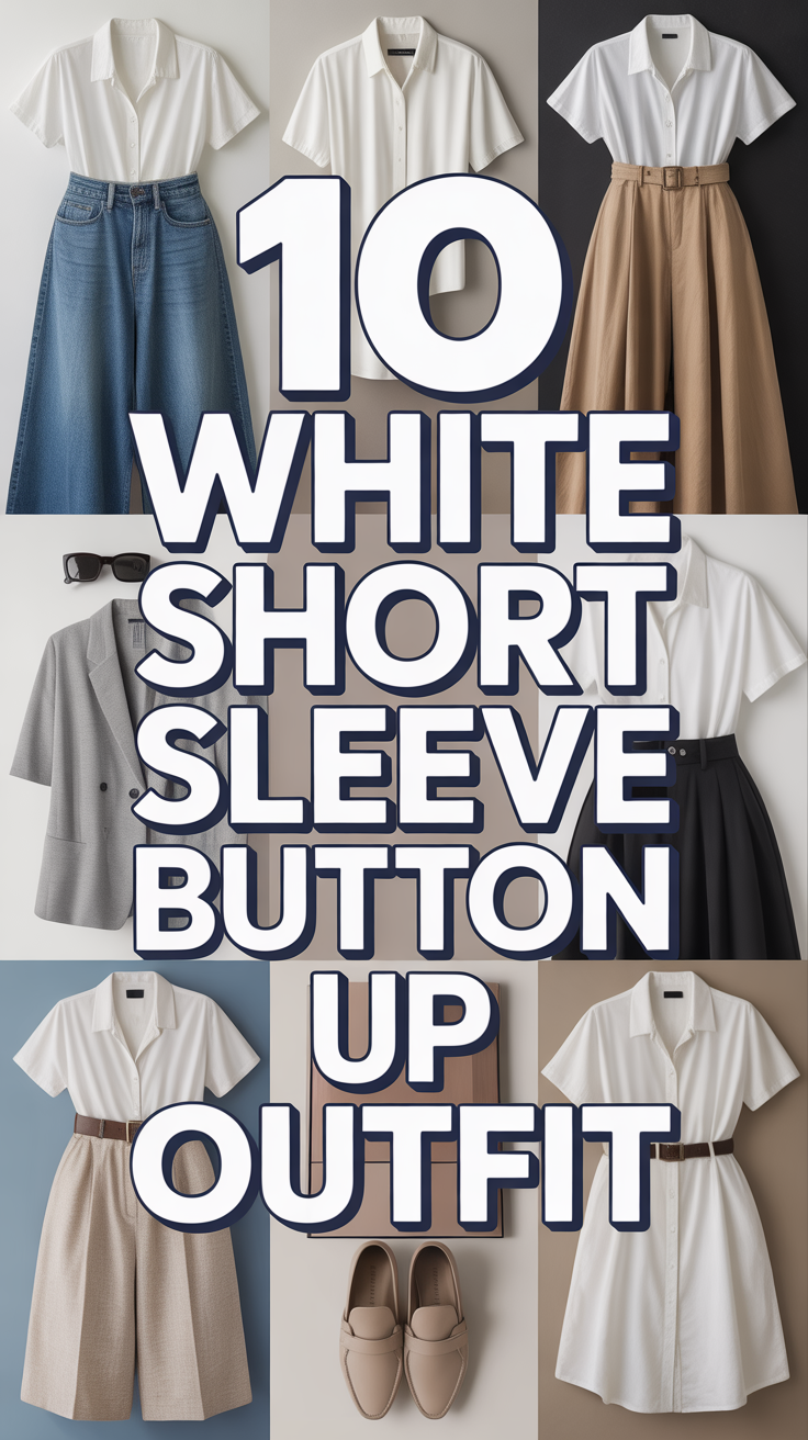 👔 10 White Short Sleeve Button Up Outfit