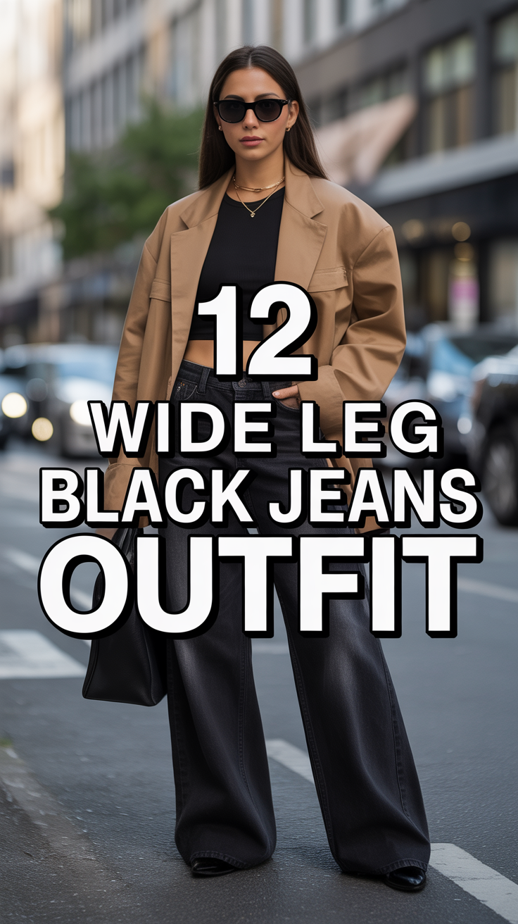 🖤 12 Wide Leg Black Jeans Outfit