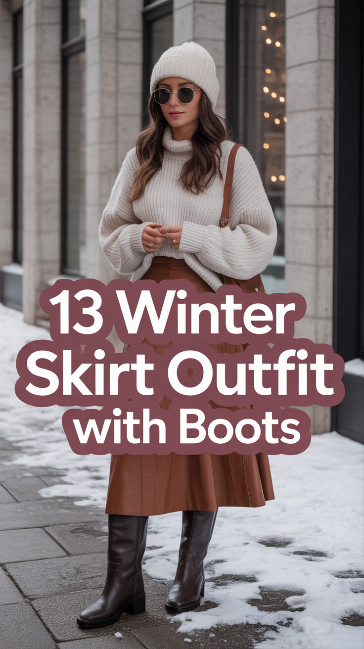 🧣 13 Winter Skirt Outfit With Boots