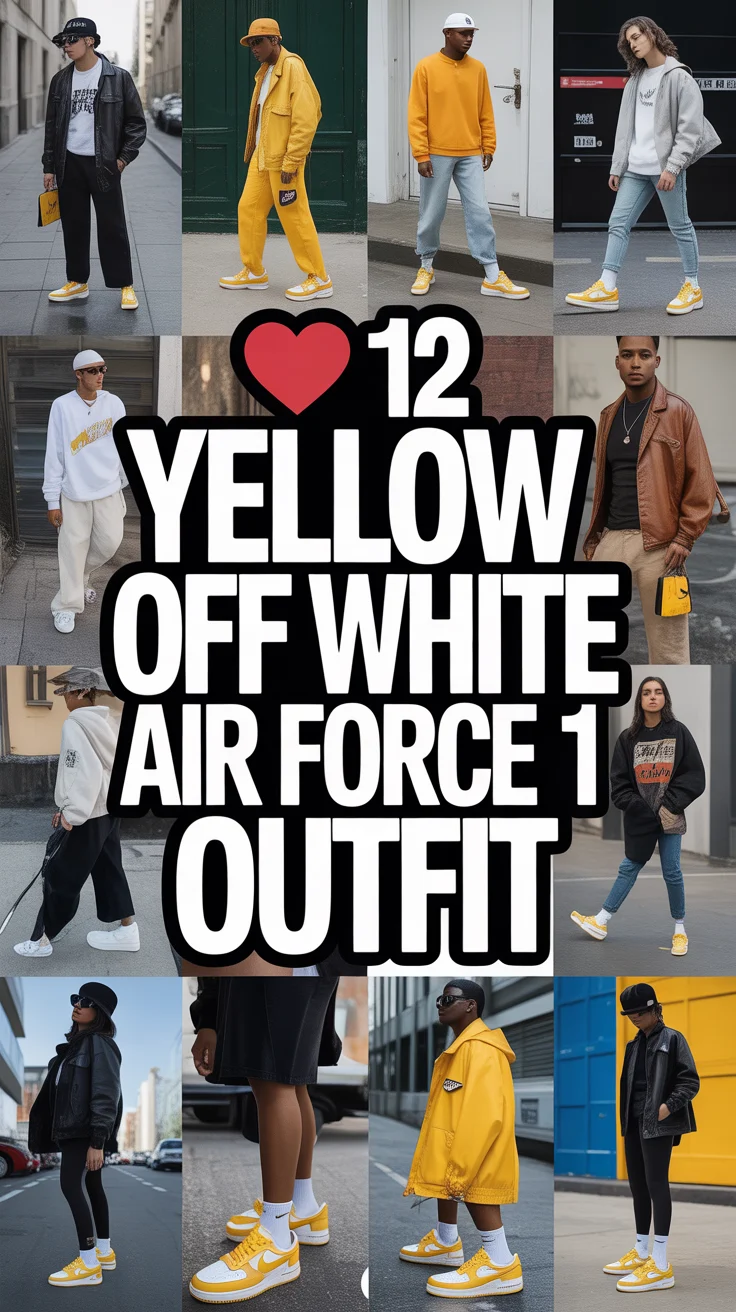 🟡 12 Yellow Off White Air Force 1 Outfit