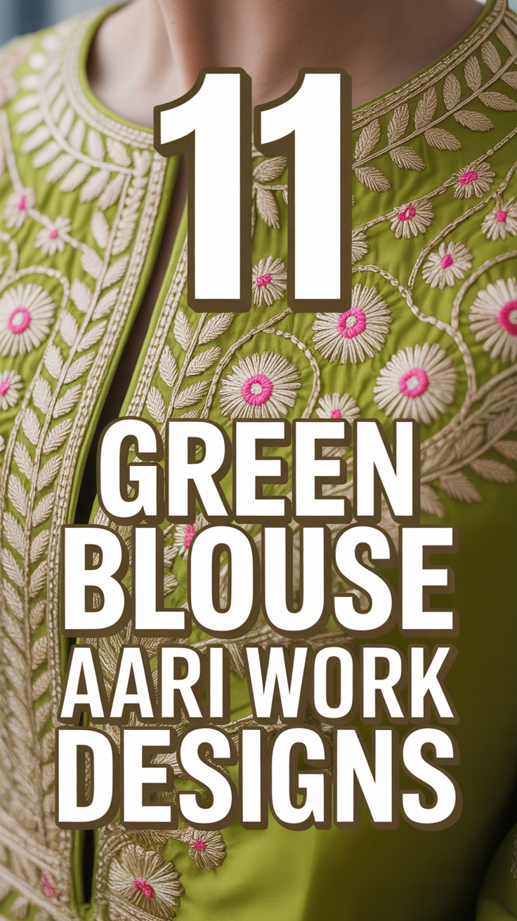 🌿 11 Green Blouse Aari Work Designs