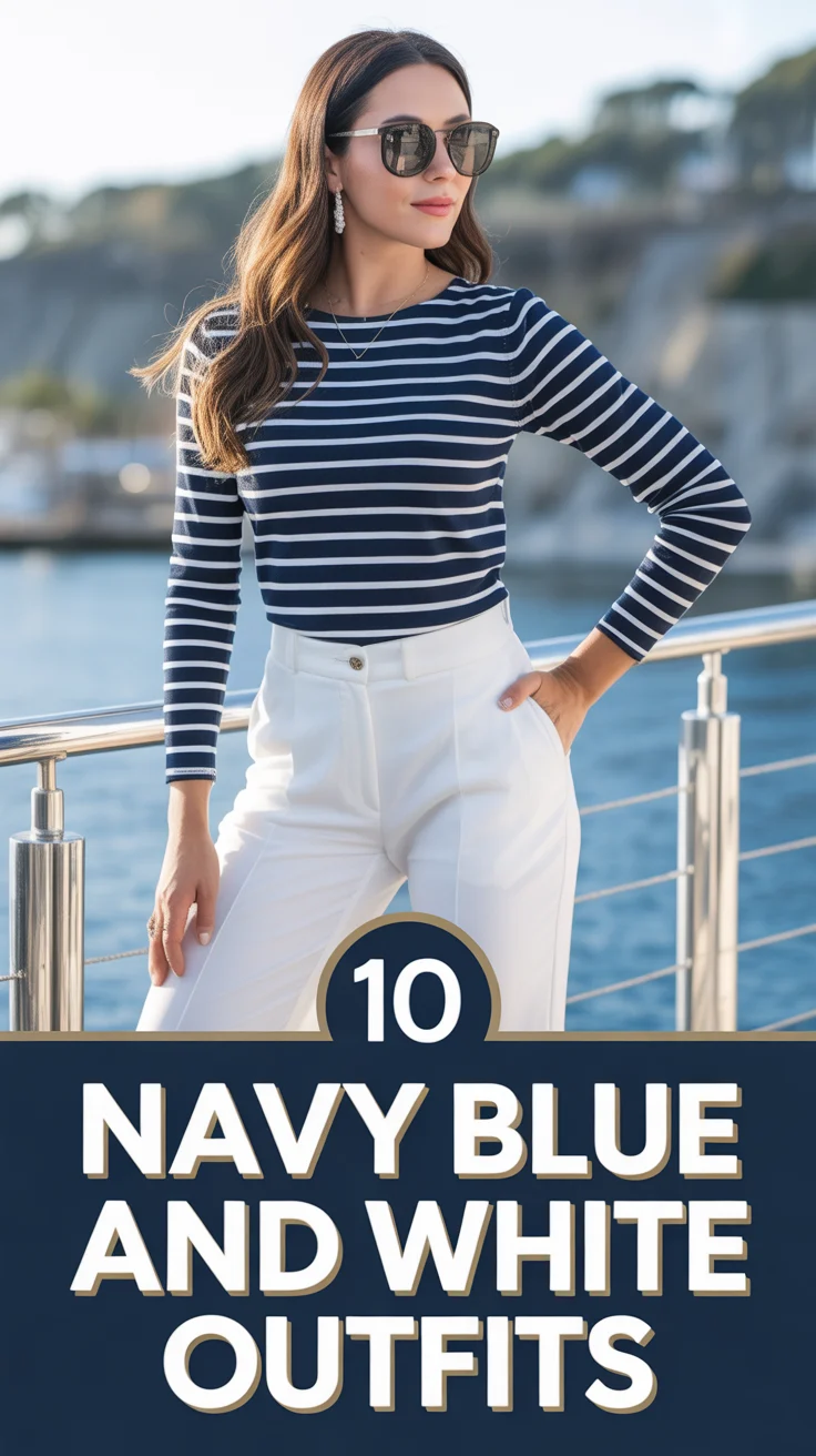 ⚓ 10 Navy Blue And White Outfits