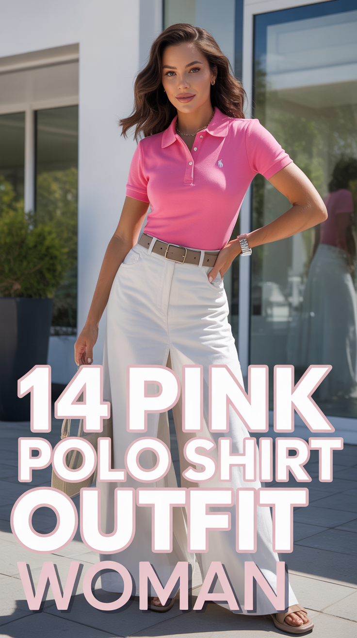 🌸 14 Pink Polo Shirt Outfit Woman