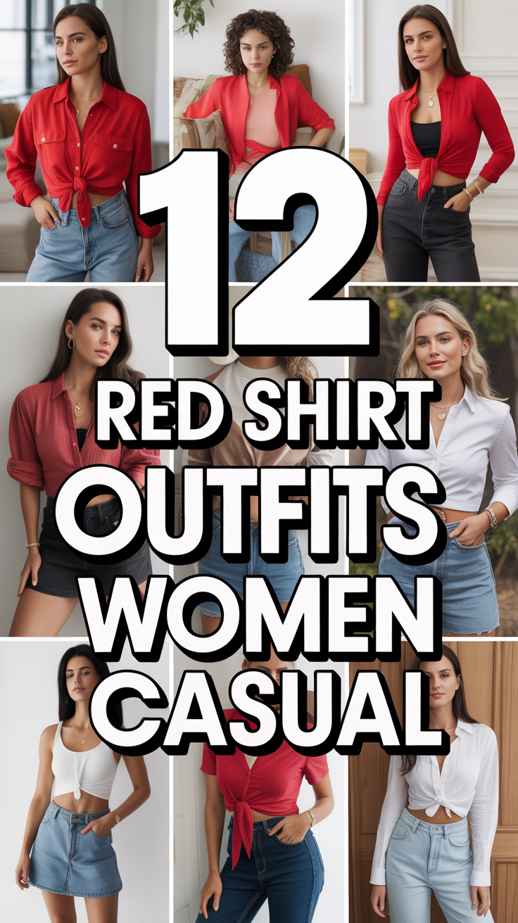 ❤️ 12 Red Shirt Outfits Women Casual