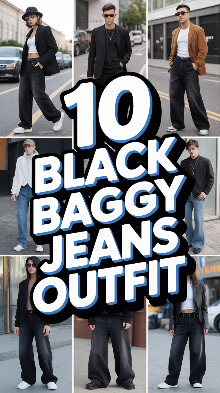 ⭐ 10 Black Baggy Jeans Outfit