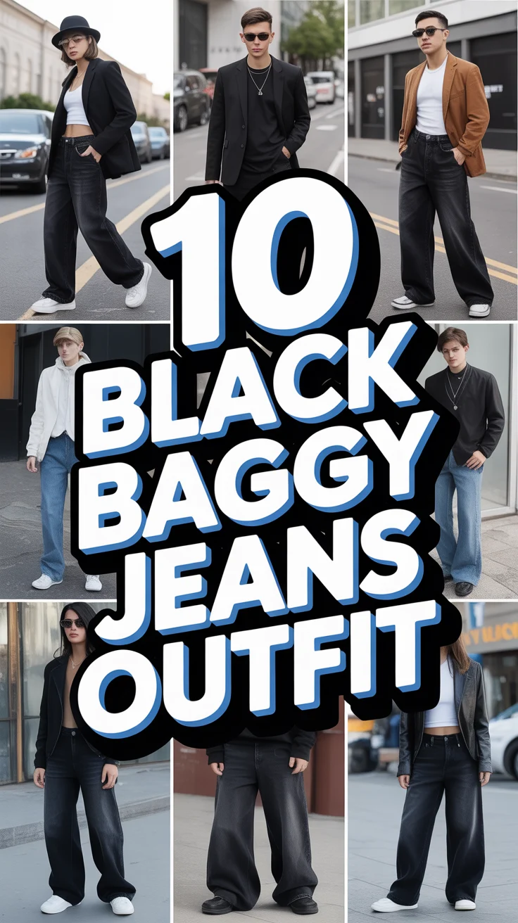 ⭐ 10 Black Baggy Jeans Outfit