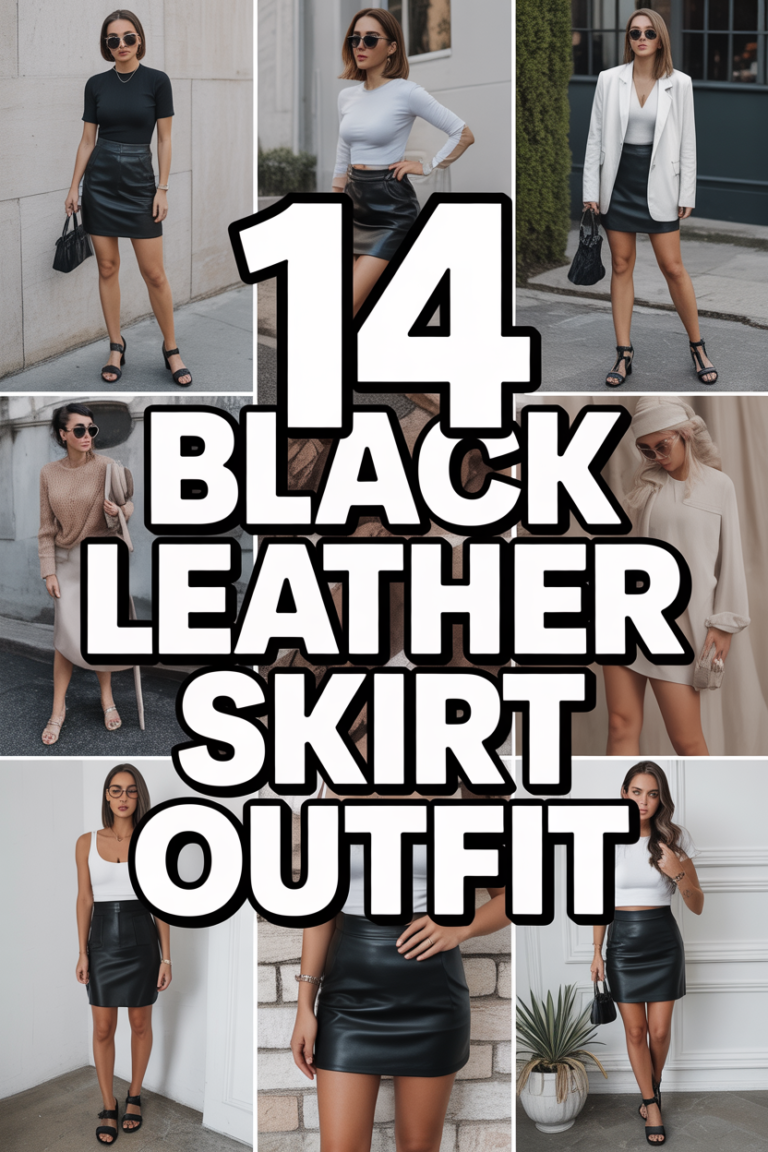 🖤 14 Black Leather Skirt Outfit