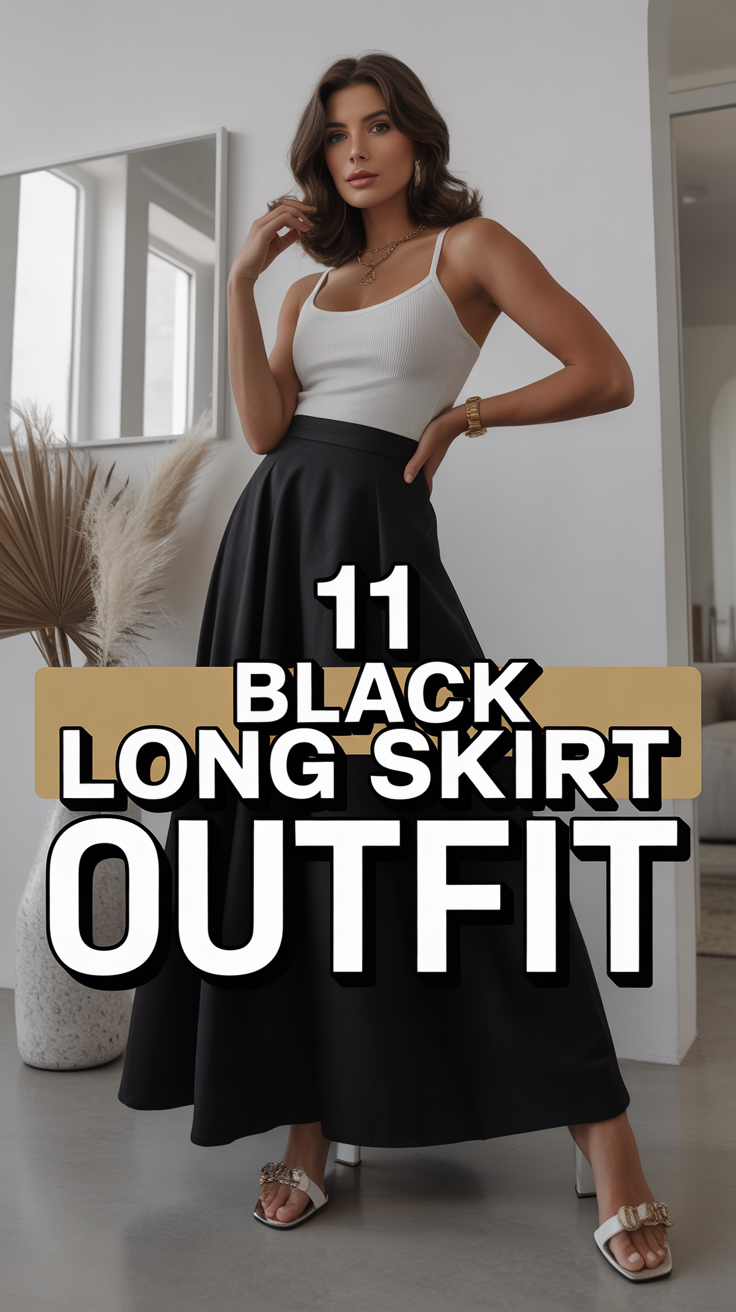 👗 11 Black Long Skirt Outfit