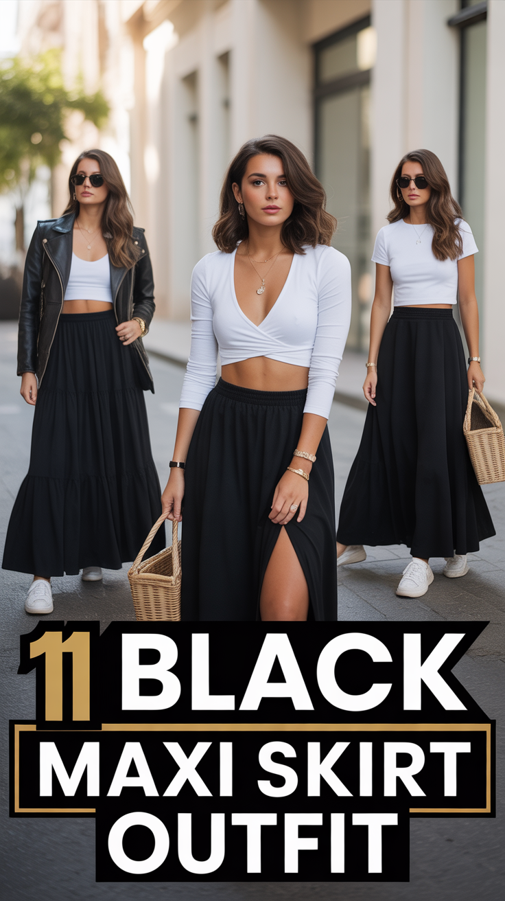 ✨ 11 Black Maxi Skirt Outfit