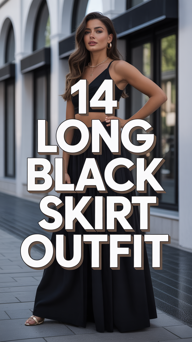 🖤 14 Long Black Skirt Outfit