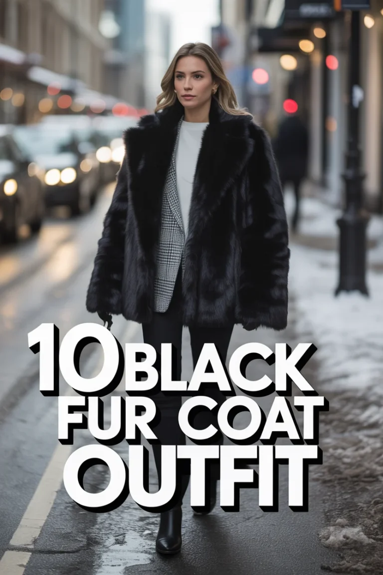 🖤 10 Black Fur Coat Outfit