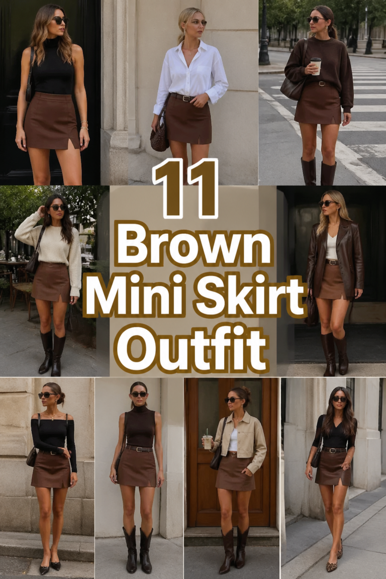 🍂 11 Brown Mini Skirt Outfit