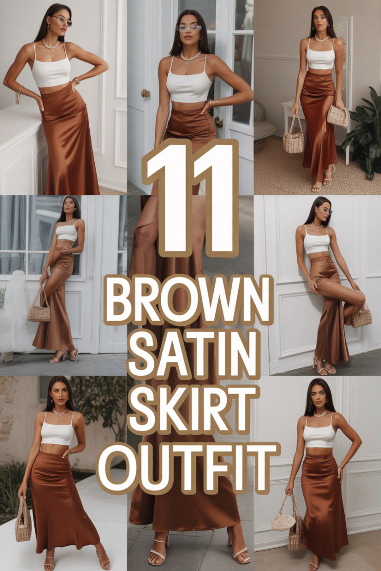 ✨ 11 Brown Satin Skirt Outfit