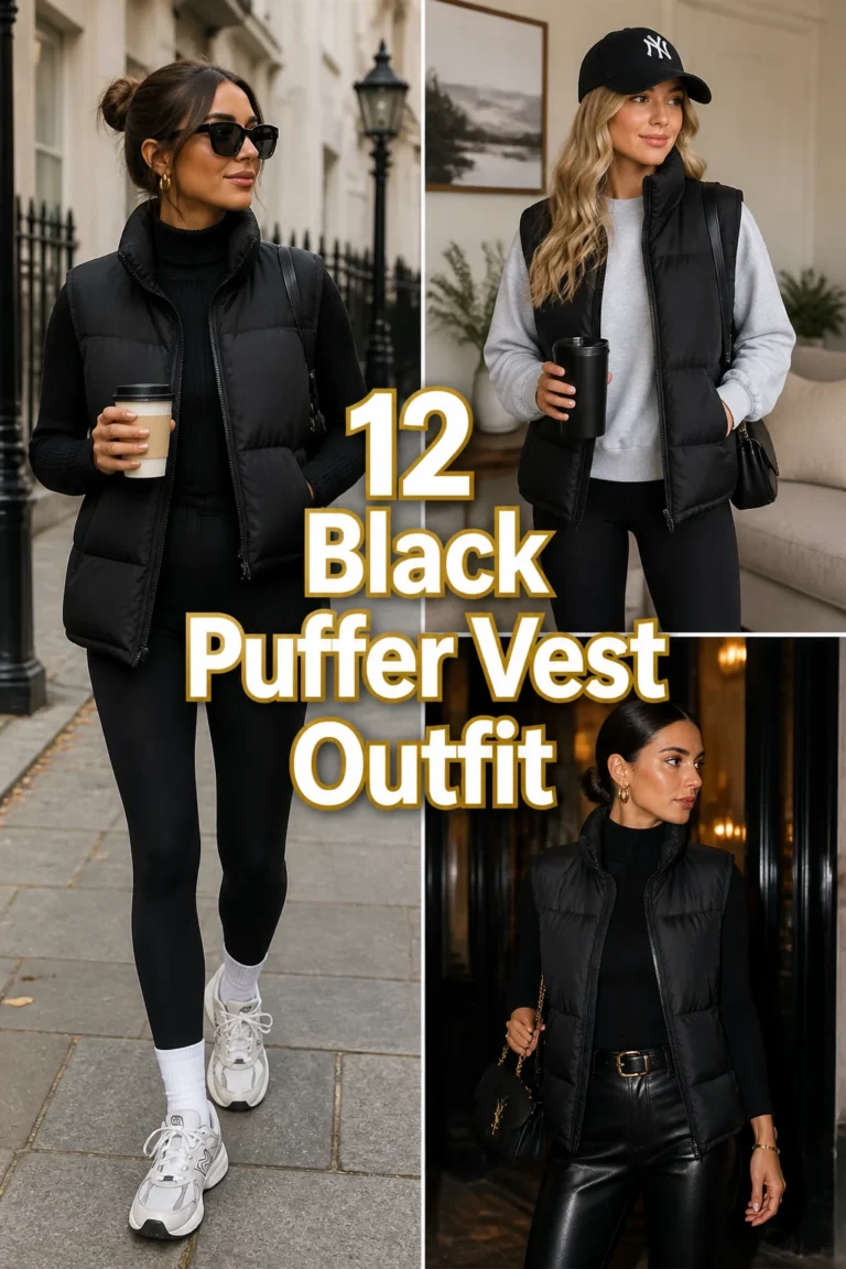 🖤 12 Black Puffer Vest Outfit