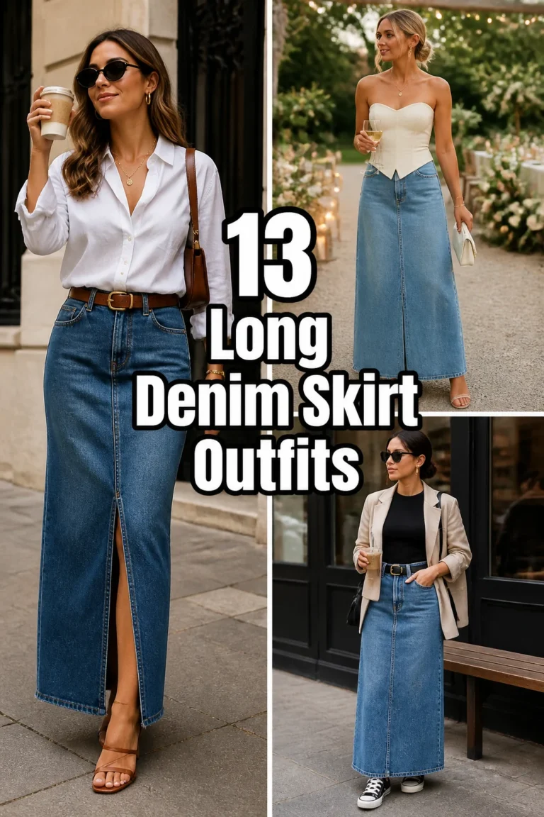 👗 13 Long Denim Skirt Outfits