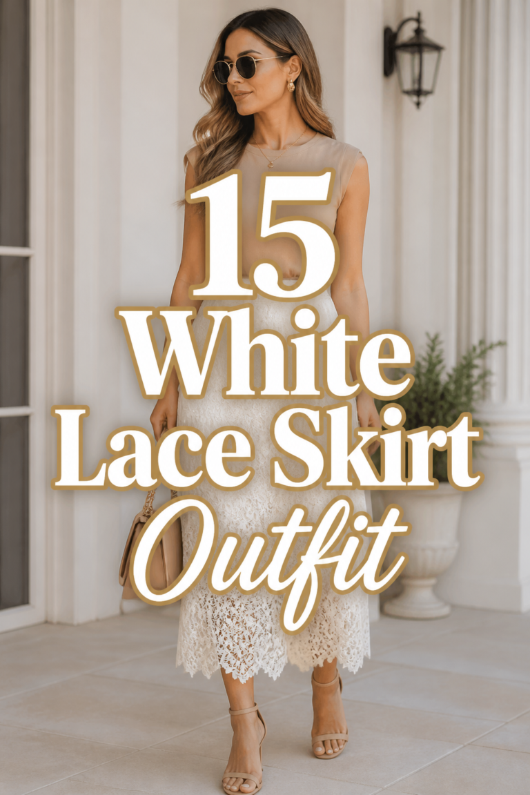 🤍 15 White Lace Skirt Outfit